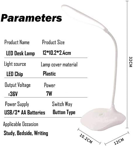 Sosee LED Table Lamp,Portable Eye-Protected Flexible Gooseneck Small Desk Lights for Dorm Study Office Bedroom-USB and 3 AA Batteries Powered (5 Pack)
