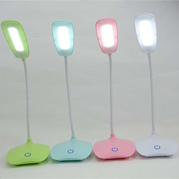 1Pc LED Touch Control Dimming Table Lamp USB Rechargeable Eye-Protection Reading Desk Light with Three Settings Flexible Design Blue for Home and Office
