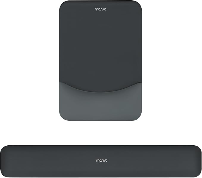 MOSISO Wrist Rest Support for Mouse Pad&Keyboard Set, Rectangular Ergonomic Mousepad Non-Slip Base Home/Office Easy Typing Pad with Neoprene Cloth&Raised Silicone Lining, Slate Gray