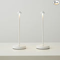 2 PACK Cordless Lamps,Battery Rechargeable Table Lamp,Portable Lamps,2 Level Brightness Dimmable Night Light,Minimalist Design,Cordless Table Lamps for Living Room/Restaurant/Couple Dinne(White)