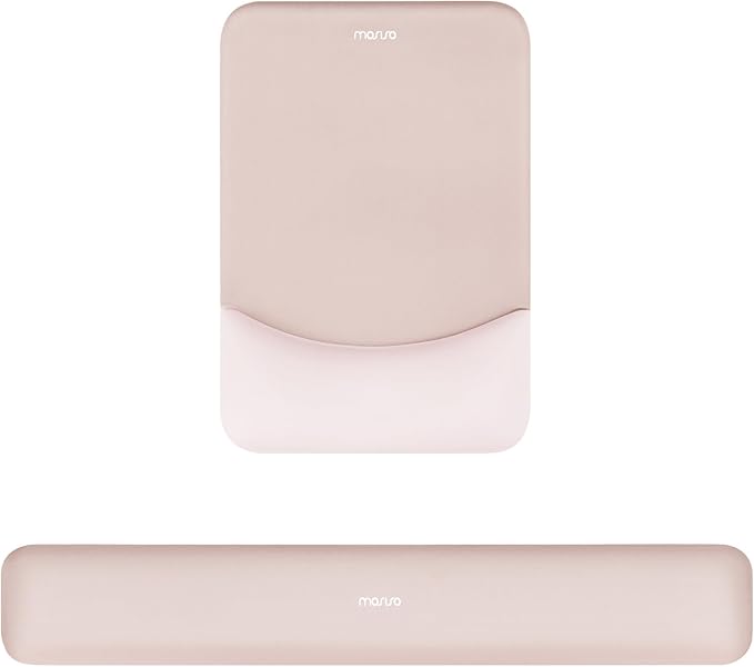 MOSISO Wrist Rest Support for Mouse Pad&Keyboard Set, Rectangular Ergonomic Mousepad Non-Slip Base Home/Office Easy Typing Pad with Neoprene Cloth&Raised Silicone Lining, Apricot