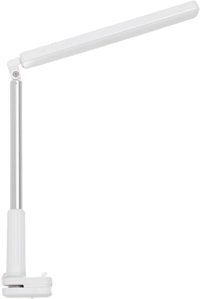 HURRISE LED Desk Lamp with Clamp, Eye Caring Clip Lights for Home Office, 3 Colors Full Brightness, Bright Modern LED Table Lamp for Nail Tech Architect