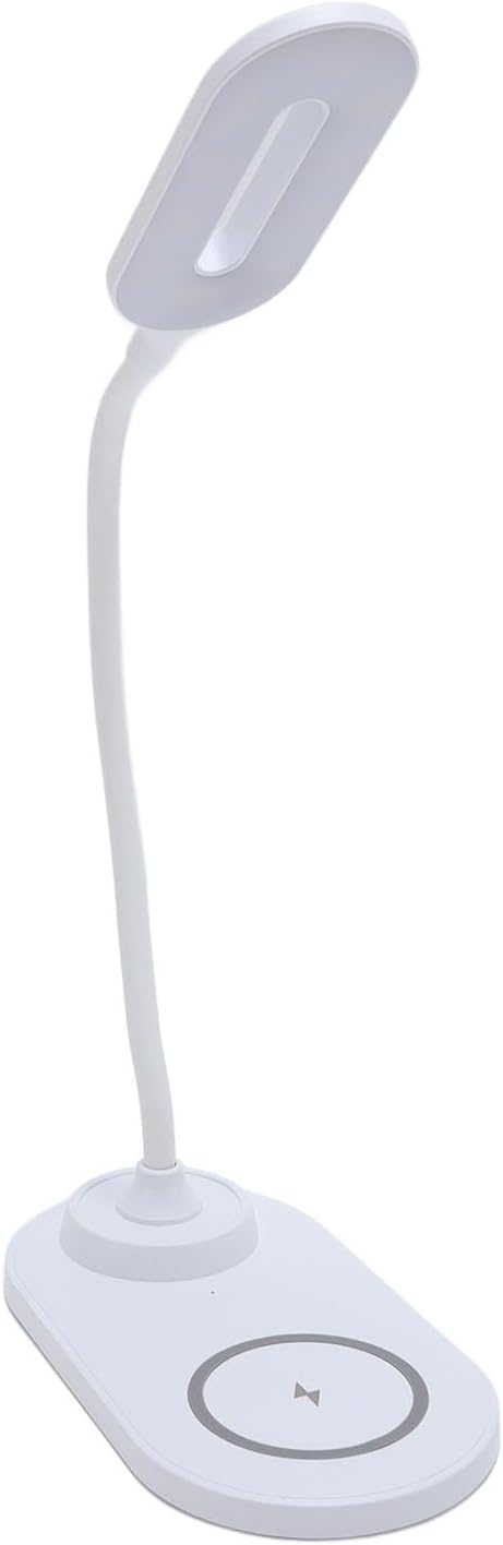 POCREATION Wireless Charging Desk Lamp LED Desk Light with USB Charging 15W Phone 5W Earphone 360 Adjustable Arm Eye Caring for Home Office Study (White)