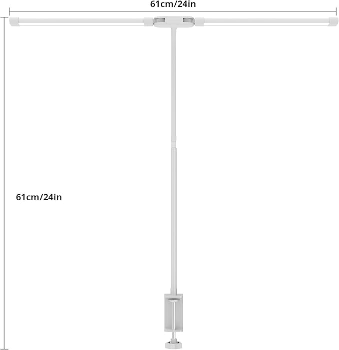 Desk Lamp with Clamp, with 5V 2A Adapter, LED Desk Lamp with Dual Head, 50 Light Modes, Computer Monitor Flexible Neck Lamp, Eye Protection Desk Lamps for Study, Office, Crafts, Draw(White)