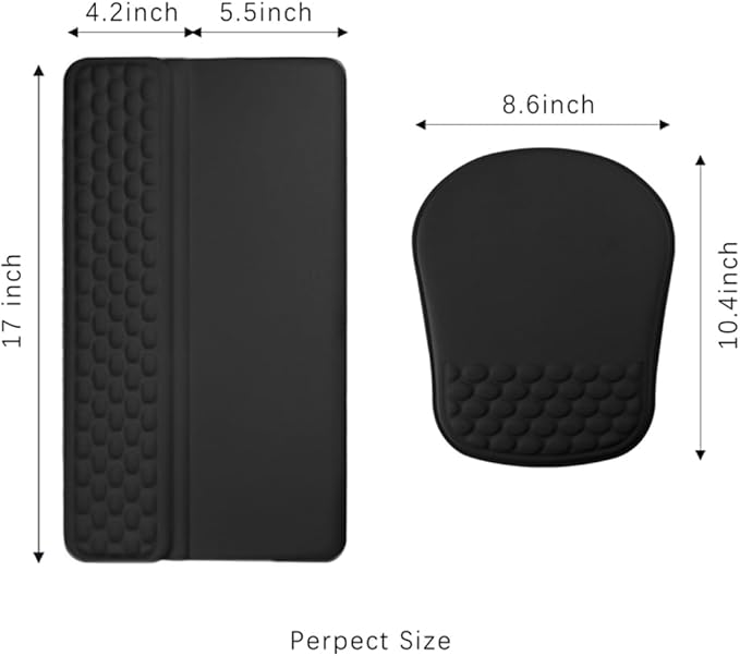 Keyboard Wrist Rest -Ergonomic Keyboard Stand with Wrist Rest- with Carpal Tunnel Massage Bumps and Full Memory Gel Design - Ideal Frequent Computer (Black)