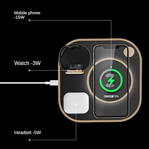 Led Office Desk Lamp Charger Lamp 15w Fast 3 in 1 Charging for Phone Watch Earphone (Color : E) (Black)