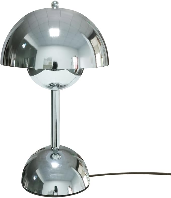 Silver Mushroom Table Lamp,3 Way Dimmable Touch Control Modern Desk and Bedside Lighting for Bedroom Office Living Room,Warm White 3000K G45 Bulb Included, Eye Caring Study Lamp for Home Decor