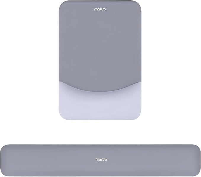 MOSISO Wrist Rest Support for Mouse Pad&Keyboard Set, Rectangular Ergonomic Mousepad Non-Slip Base Home/Office Easy Typing Pad with Neoprene Cloth&Raised Silicone Lining, Gray
