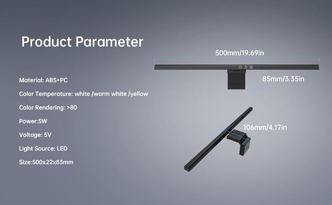 Monitor Light Bar with RGB Backlight, Computer LED Screen Lamp for Eye Caring, USB Powered Dual Light Source with Touch Control Timed Computer Monitor Desk Lamp for Game Office Home Silver