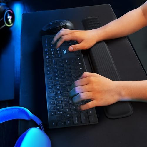 MEKASS Ergonomic Wrist Rest for Keyboard and Mouse, Soft Memory Foam Keyboard Wrist Rest Set with Non-Slip Silicone Base, Easy Typing, Comfort for Office, Work, Gaming (Light Gray)