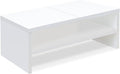 TEAMIX 2 Tier White Monitor Riser Stand, Wood Desktop Stand with storage for Laptop/PC/Printer/Keyboard, TV Stand Shelf Home Office Desk Accessories