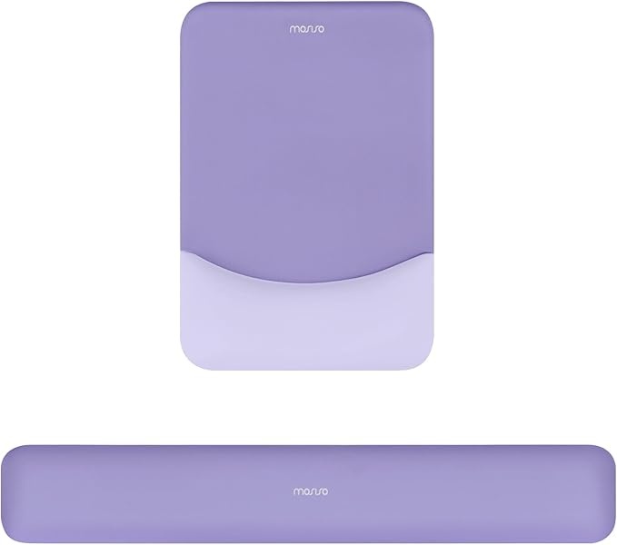 MOSISO Wrist Rest Support for Mouse Pad&Keyboard Set, Rectangular Ergonomic Mousepad Non-Slip Base Home/Office Easy Typing Pad with Neoprene Cloth&Raised Silicone Lining, Purple