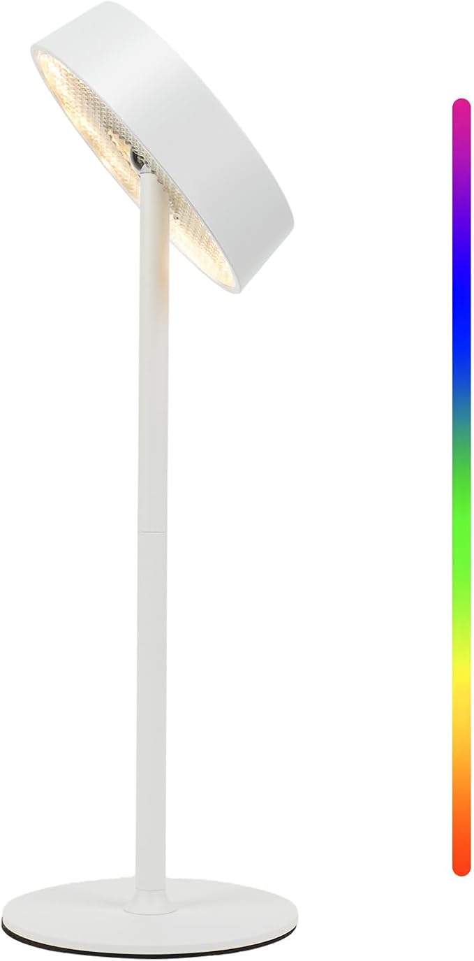 Cordless Lamp, RGB, Outdoor Waterproof, Dimmable Touch Control 3 Color Temperature, Battery Operated Portable, LED Memory Function, Rechargeable Table Lamp, Patio Dinning Restaurant Kitchen 1P White