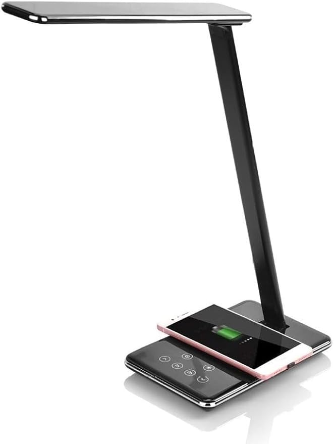 Small Black Table Lamp Wireless Charging Desk