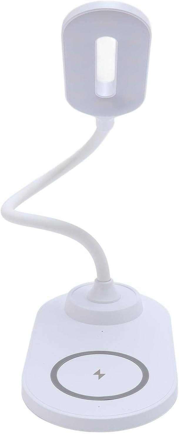 Eye Caring Type C Input Desk Lamp Wireless Charger for Phone Earphone, Study Desk Essential ABS Material (White)