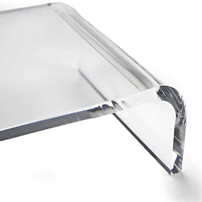 Acrylic Cat-Proof Laptop Stand & Keyboard Protector - 16" Clear Monitor Riser with Non-Slip Base for Home Office, Ergonomic Desk Organizer (Supports 60lbs)
