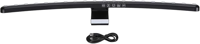 RGB Monitor Lamp Bar, Light Source RGB Monitor Light Bar for Office, Monitor Lamp Bar with RGB Backlight and Music Sync, Eye Caring Curved Computer Monitor Light Bar