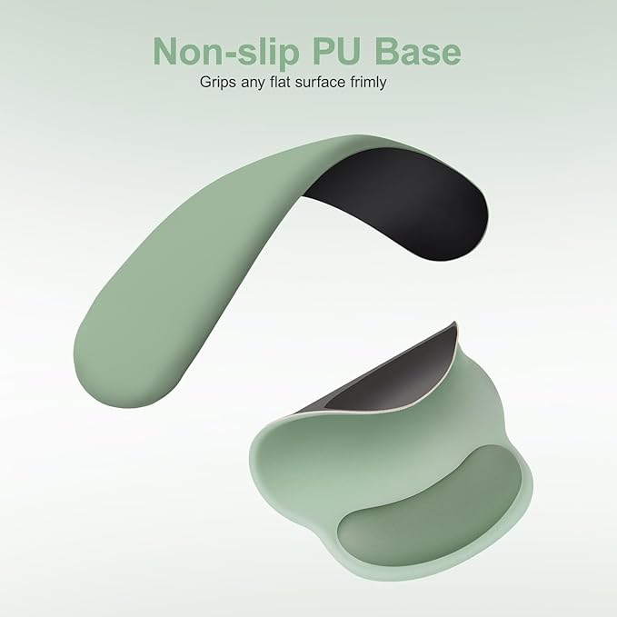 MOSISO Wrist Rest Support for Mouse Pad&Keyboard Set, Circle Curved Ergonomic Mousepad&Coaster Non-Slip Base Home/Office Wrist Support&Easy Typing Pad with Soft Cloth&Silicone Lining, Antique Green