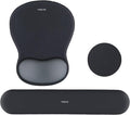 MOSISO Wrist Rest Support for Mouse Pad&Keyboard Set, Curved Ergonomic Mousepad&Coaster Non-Slip Base Home/Office Pain Relief&Easy Typing Cushion with Soft Cloth&Silicone Lining, Slate Gray