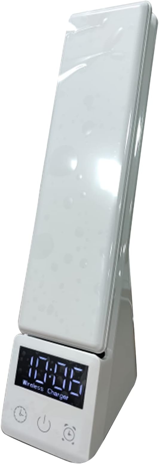 LED Desk Lamp, 3 in 1 Wireless Charging Table Lamp with USB Charging Port for Mobile Phones Headphones Watches, Foldable Eye Protection Light for Office Bedroom (White)