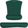 MOSISO Wrist Rest Support for Mouse Pad & Keyboard Set, Ergonomic Mousepad Non-Slip Base Home/Office Easy Typing Cushion with Neoprene Cloth & Raised Memory Foam, Peacock Green