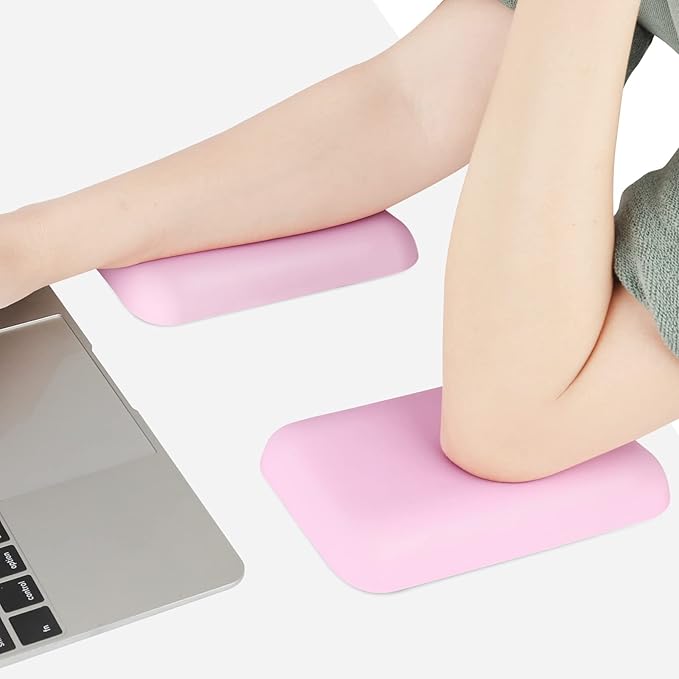 Leolee Elbow Rest Pads for Desk, Pink Ergonomic Wrist Rest Pad Arm Rest Pads with Memory Foam & Non-Slip Base, Armrest Cushion Support Pad Relieve Elbow and Wrist Pain for Computer, Office, 2 Packs