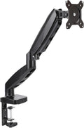 Amazon Basics Gas Spring Single Computer Monitor Arm Desk Mount, Adjustable, Holds up to 27" Monitors, Black