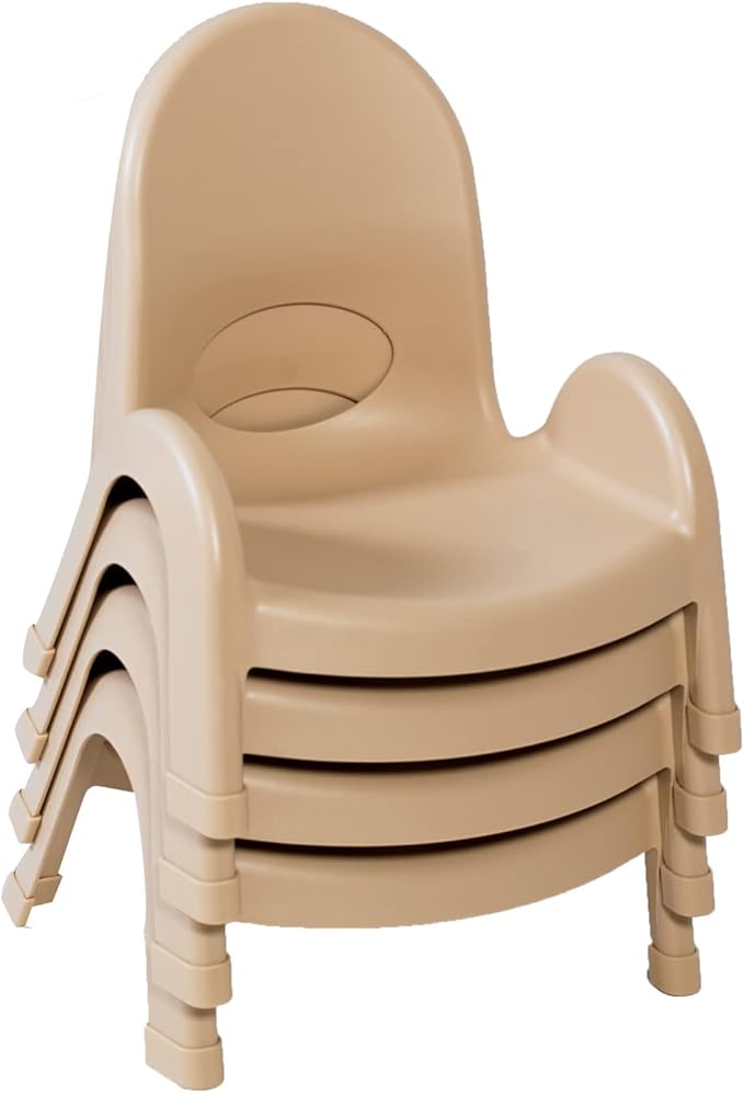 Angeles Value Stack 5" Child Chair, Natural Tan, 4 Pack, Stackable Ergonomic Seating Solution for Classrooms and Homeschools