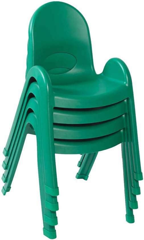 Angeles Value Stack 13" H Chair, Shamrock Green, 4 Pack, Stackable Ergonomic Seating Solution for Classrooms Daycares and Homeschools