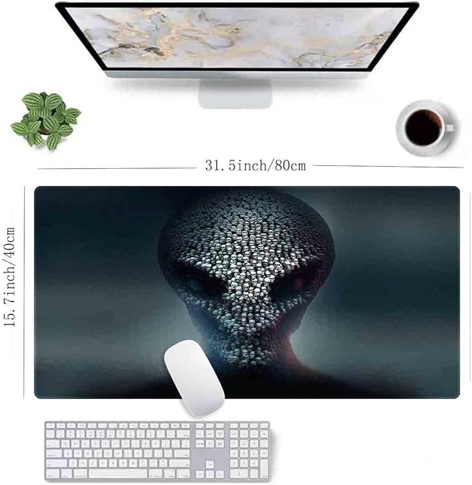A Cold Skull Non-Slip Rubber Large Mouse pad for Desk,Large Gaming Mouse Pad XXL Extended Mouse pad with Stitched Edges Non-Slip Base Water Resist Pad Desk Mat 35.4x15.7inch