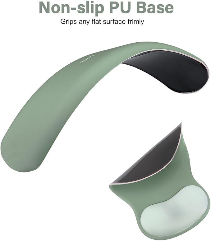 MOSISO Wrist Rest Support for Mouse Pad&Keyboard Set, Curved Ergonomic Mousepad&Coaster Non-Slip Base Home/Office Pain Relief&Easy Typing Cushion with Soft Cloth&Silicone Lining, Green