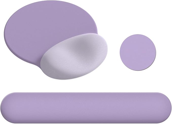 AIMSA Mouse Pad with Wrist Rest Support, Keyboard Wrist Rest Set, Ergonomic Memory Foam Mousepad for Computer Keyboard, Easy Typing and Pain Relief, Purple