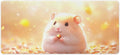 Large Ergonomic Gaming Mouse Pad Happy Hamster with Sunflower Seed - Cute Animal Theme with Non-Slip Base Water-Resistant Surface and Stitched Edges 40x90cm