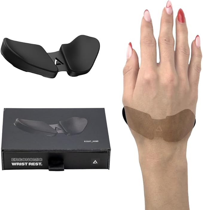 DELTAHUB Carpio 2.0 - Left-Handed Truly Ergonomic Wrist Rest for Mouse, Anti-Fatigue, Easy Glide, Sleek, Office Computer, Laptop, Gaming - Small, Grey