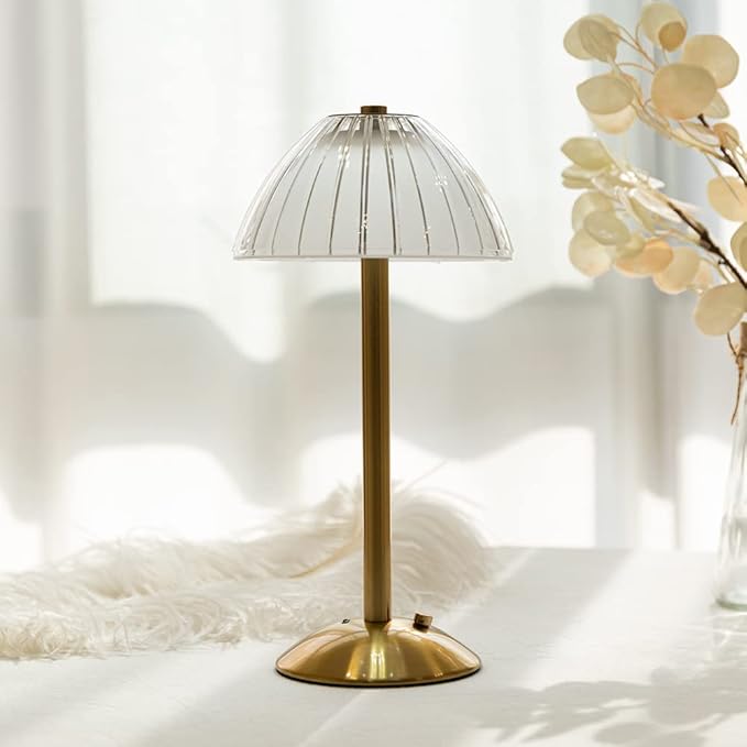 Cordless Table Lamps for Home,Table,Dining Room, Gold Rechargeable Lamps, USB Charge 12'' Tall LED Brass Portable Outdoor Indoor Table Lamp with Built-in Dimmer (Gold)