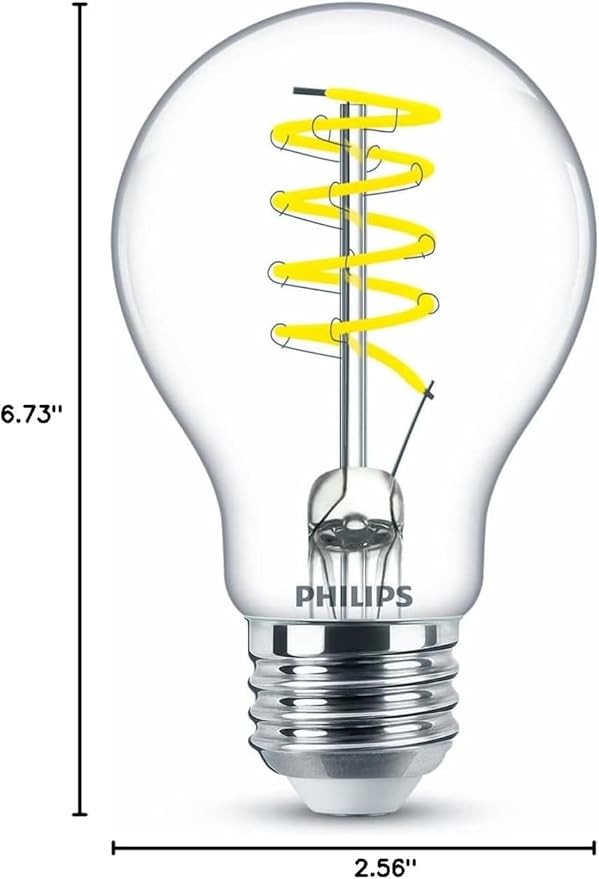 PHILIPS LED 40W A19 1-Pack Vintage Edison Spiral Soft White (2700K) 500 Lumen (5.5W = 40W) Dimmable Clear Flicker-Free Light Bulb