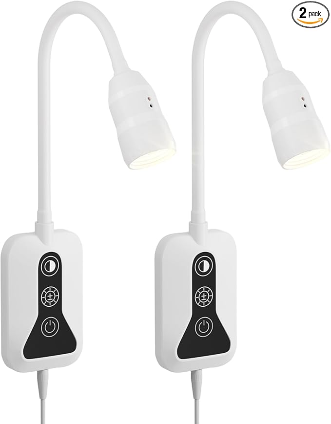 Wall Mounted Reading Light, Wall Light with Motion Sensor Switch, 5 Dimmable & Color Temperature Adjustable, USB-C Output, Flexible Neck Book Light for Bed, Sofa, Desk,Dorms, Heaboard