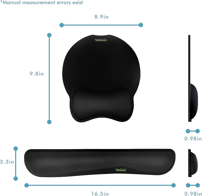 VAGAU Premium Keyboard Wrist Rest and Mouse Pad Wrist Support, Ergonomic Memory Foam Set for Office, Laptop, Mac, Computer and Gaming, Comfortable Typing (2 Pack)