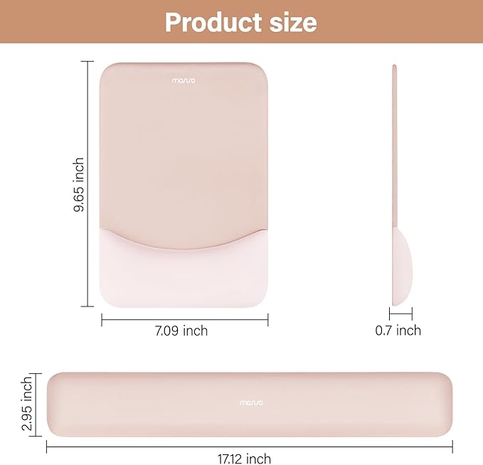 MOSISO Wrist Rest Support for Mouse Pad&Keyboard Set, Rectangular Ergonomic Mousepad Non-Slip Base Home/Office Easy Typing Pad with Neoprene Cloth&Raised Silicone Lining, Apricot