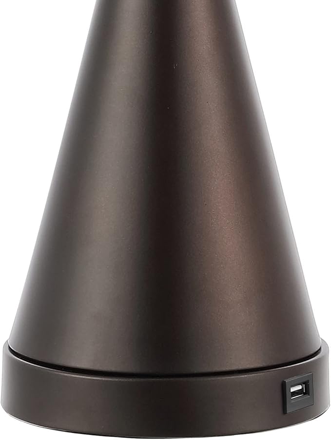 Eyely EYL4046C-SET2 Cato 26" French Country Farmhouse Iron LED Table Lamp with USB Charging Port for Reading Room, Living Room, Office, Bedroom, Classic, Coastal, Oil Rubbed Bronze (Set of 2)