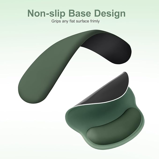 MOSISO Wrist Rest Support for Mouse Pad&Keyboard Set, Circle Curved Ergonomic Mousepad&Coaster Non-Slip Base Home/Office Wrist Support&Easy Typing Pad with Soft Cloth&Silicone Lining, Midnight Green