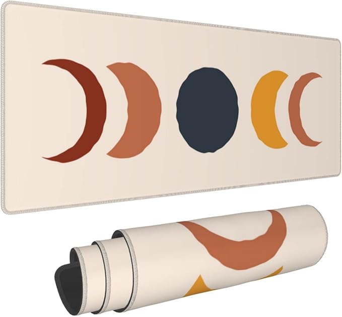 Boho Sun and Moon Mouse Pad Extended Large Gaming Mousepad XL Big Long Oversized Desk Mat Stitched Edges 31.5 X 11.8 Inch for Home Office