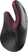 ProtoArc Ergonomic Mouse, EM11 NL Bluetooth Rechargeable Wireless Vertical Mouse, 3 Multi-Device Connectivity for Computer/PC/Laptop, 2.4GHz USB-A Optical Mice for Windows, Mac OS, Wine Red