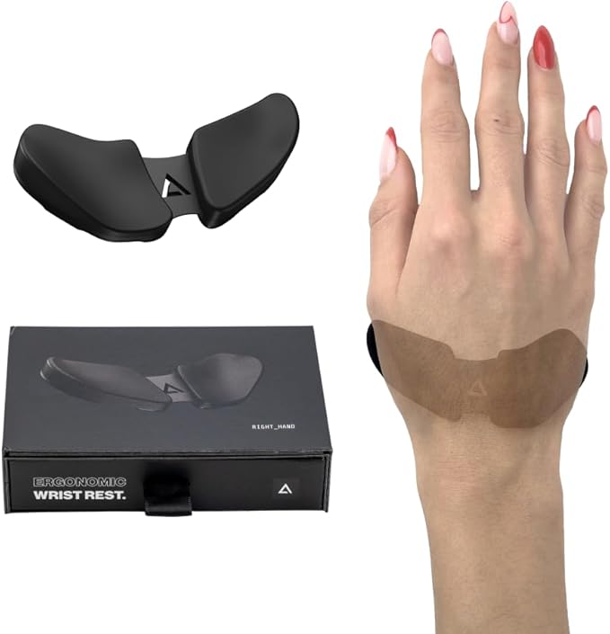 DELTAHUB Carpio 2.0 - Left-Handed Truly Ergonomic Wrist Rest for Mouse, Carpal Tunnel Support, Anti-Fatigue, Easy Glide, Sleek, Office Computer, Laptop, Gaming - Large, Grey