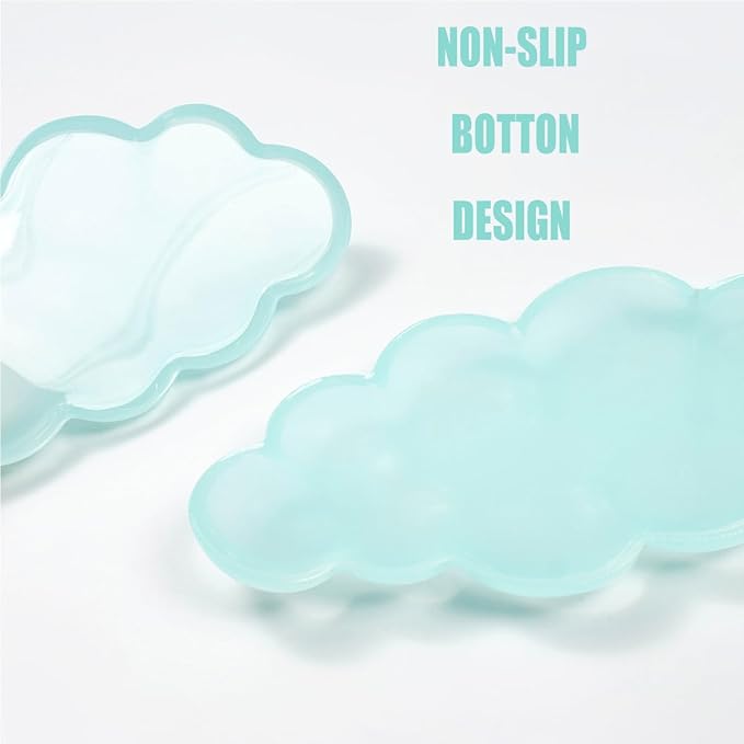 Gel Keyboard and Mouse Wrist Rest Set – Clear Cloud Wrist Rest for Computer Keyboard 60%/68%/75%, Comfort & Support for Typing and Gaming(Mint Green)