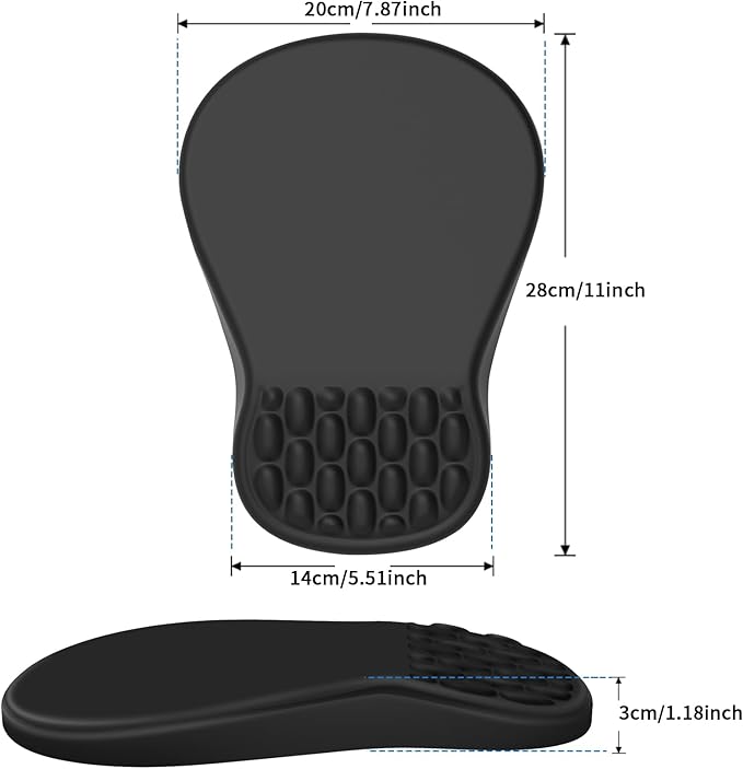 YIWEI Ergonomic Mouse Pad with Wrist Support - Gel Memory Foam Mouse Mat for Computer Keyboard & Laptop - Non-Slip Base, for Home Office & Gaming - Black