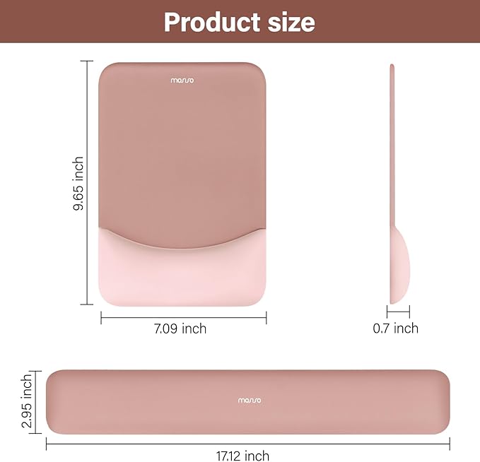 MOSISO Wrist Rest Support for Mouse Pad&Keyboard Set, Rectangular Ergonomic Mousepad Non-Slip Base Home/Office Easy Typing Pad with Neoprene Cloth&Raised Silicone Lining, Salmon Pink