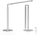 Silver LED Desk Lamp, 16" Dimmable Metal Desk Light with Base, 15W 1200LM, Adapter Included, Color & Brightness Adjustable, Modern Tall Table Lamp for Home Office Reading Study Task Laptop