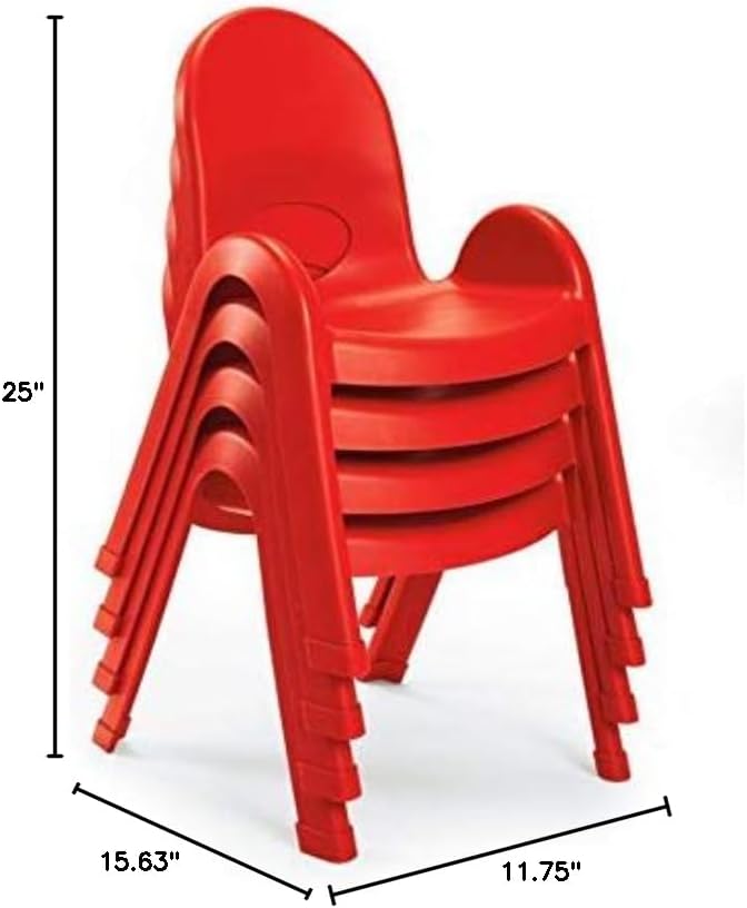 Angeles Value Stack 5" Child Chair, Candy Apple Red, 2 Pack, Stackable Ergonomic Seating Solution for Classrooms and Homeschools