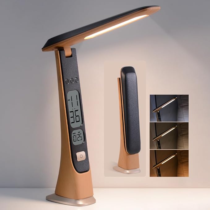 WILIT Rechargeable Lamps Cordless Table Lamp, Foldable Portable Desk Lamp - LED Battery Operated Lights with Stepless Brightness&Time Display for Office Lamp, Book Lights, College Dorm Essentials